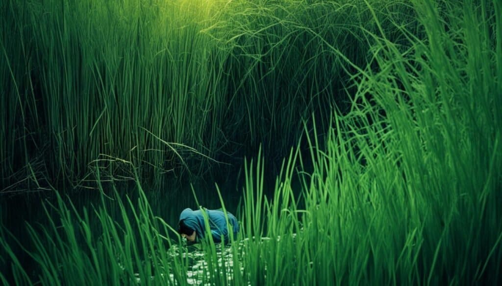 Moses hiding among the reeds