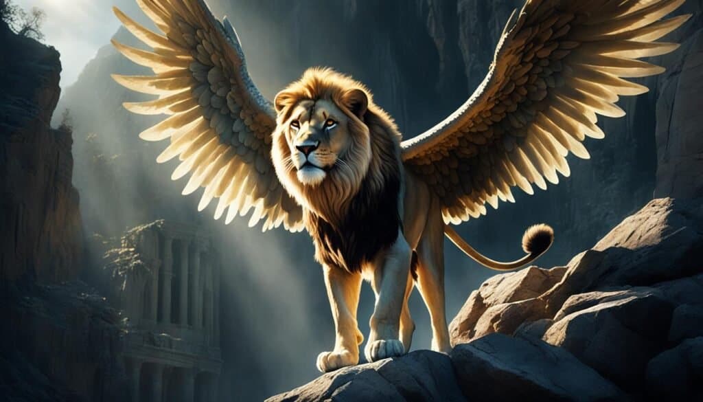 the angel protects daniel in the lion’s den