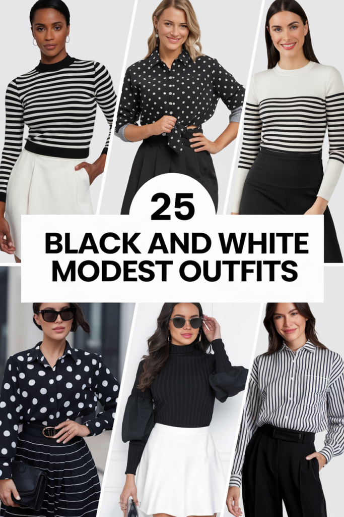 black and white modest outfits