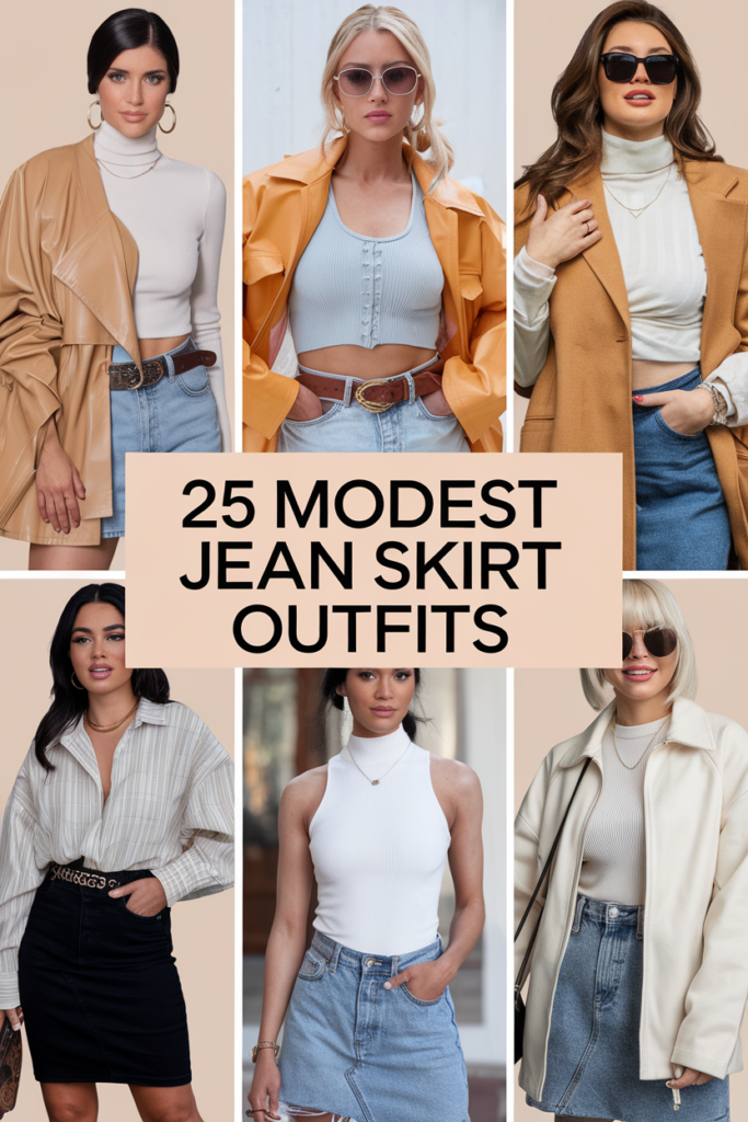 Modest Jean Skirt Outfits