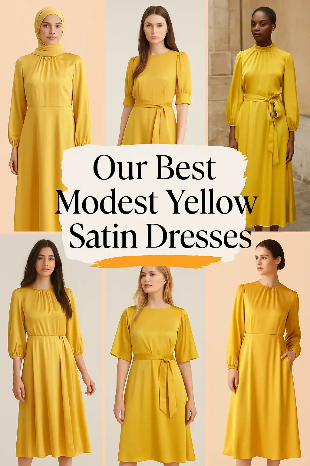 Modest Yellow Satin Dresses