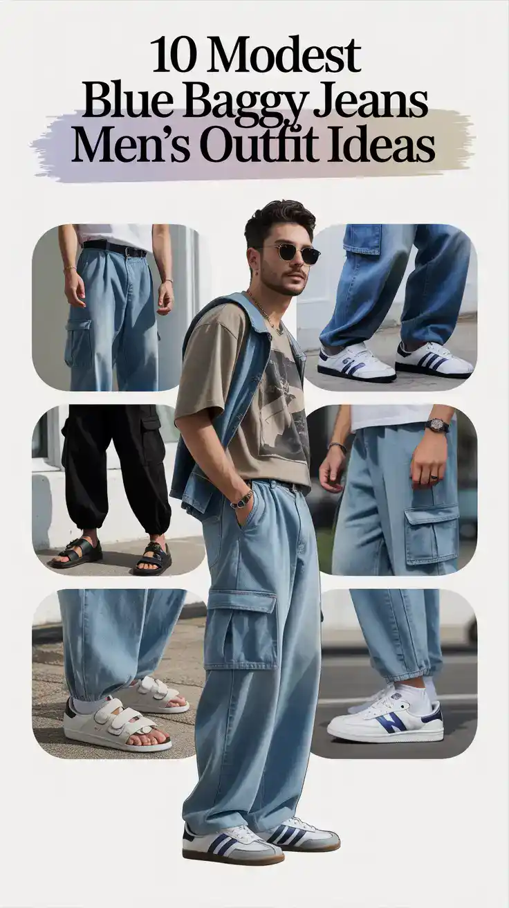 Blue Baggy Jeans Men’s Outfit