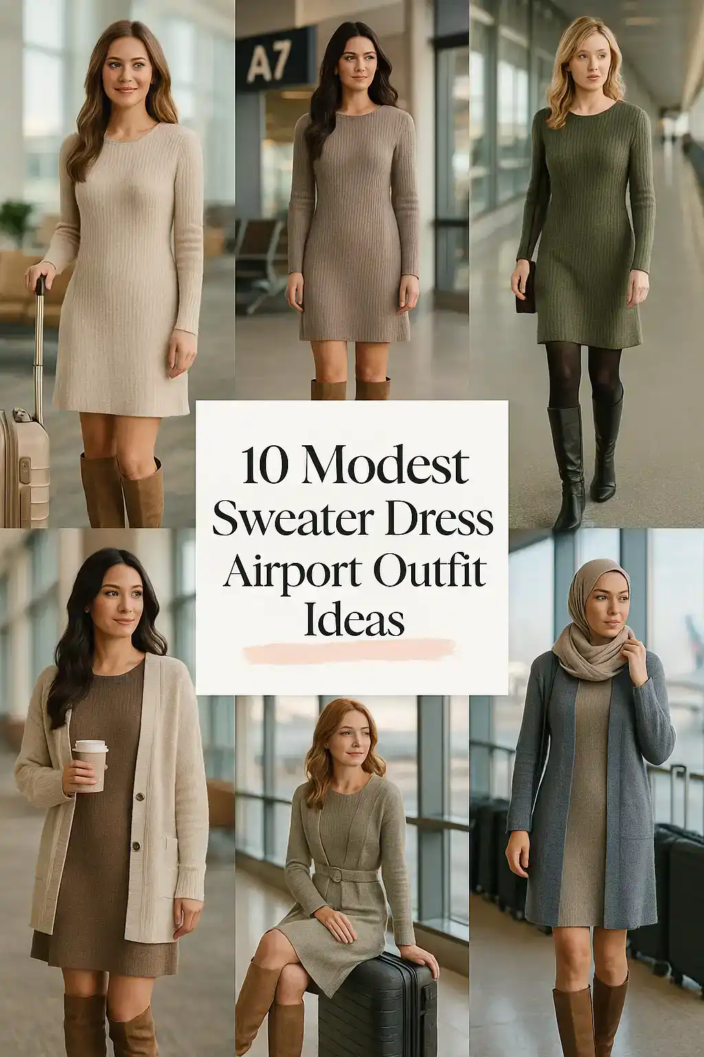 Modest Sweater Dress Airport Outfit