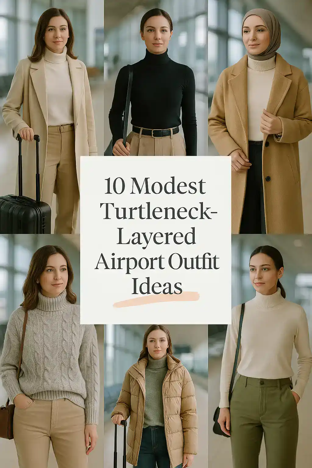 Turtleneck-Layered Airport Outfit