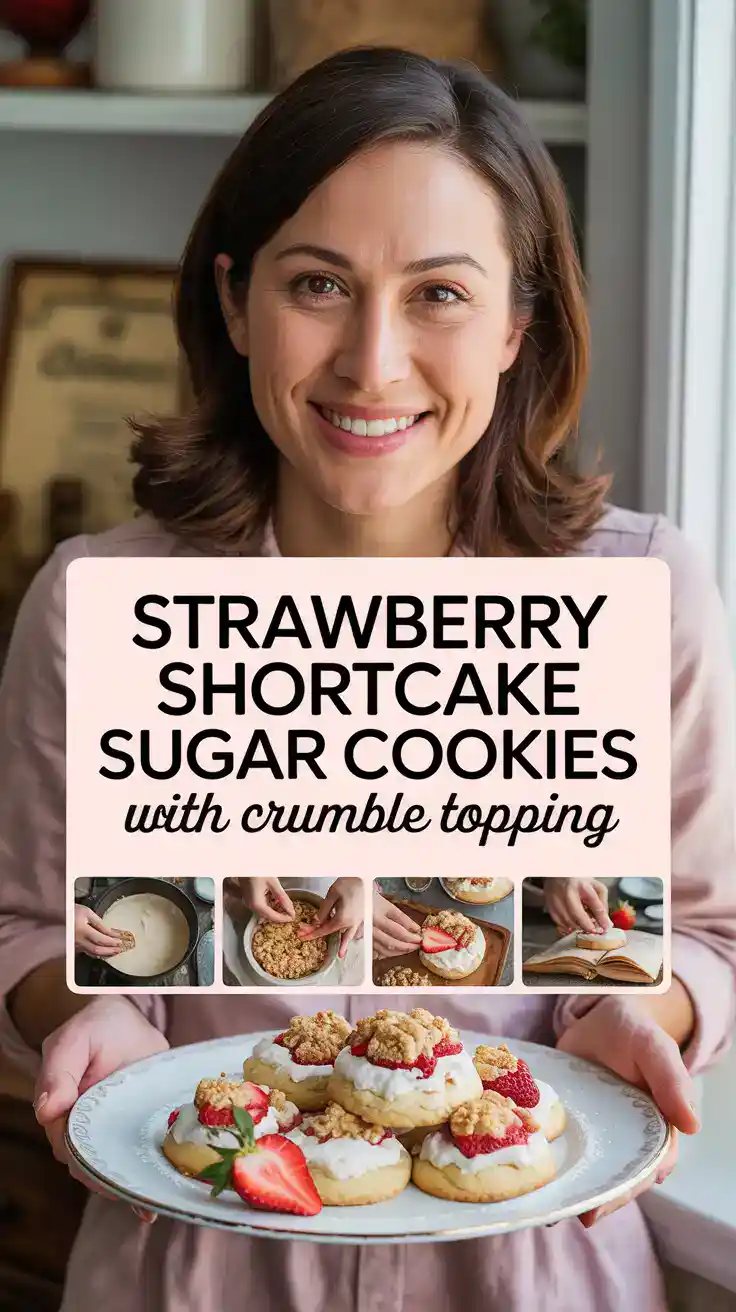 Strawberry Shortcake Sugar Cookies With Crumble Topping
